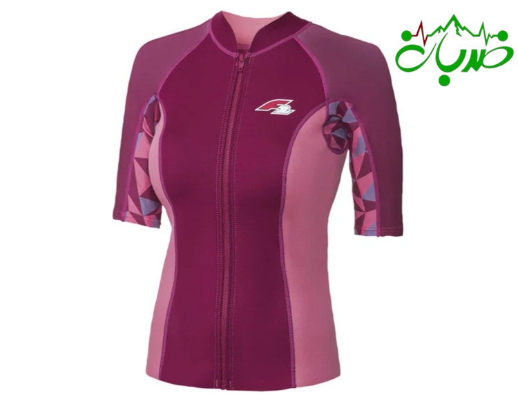 راشگارد آستین کوتاه جلوزیپ زنانه ۱/۵ میل برند F2